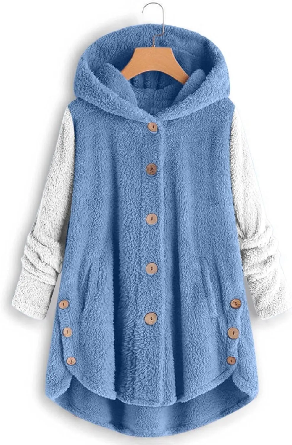 Womens Winter Jacket Coats Button Hem Plus Size Hoodie Top Sweater Blouse Thermal Sweatshirt Outerwear Women Winter