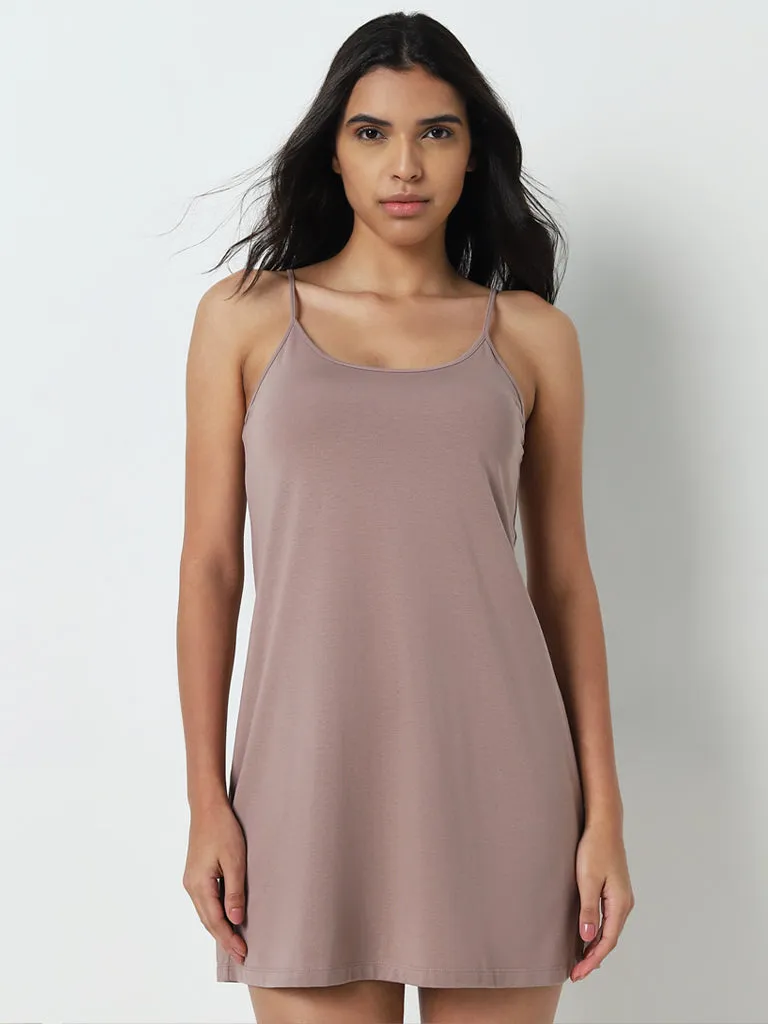 Wunderlove Solid Mauve Cotton-Blend Slip