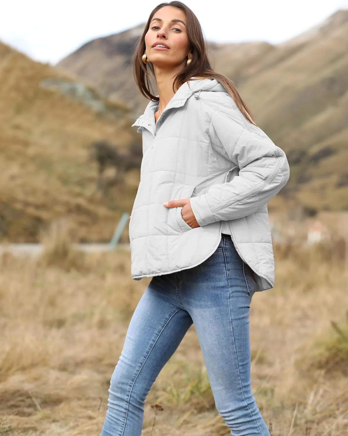 Yidarer Women's Lightweight Pullover Puffer Jacket Hooded Oversized Warm Quilted Padded Hoodies Coat