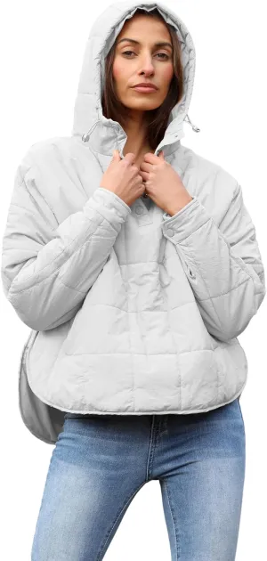 Yidarer Women's Lightweight Pullover Puffer Jacket Hooded Oversized Warm Quilted Padded Hoodies Coat