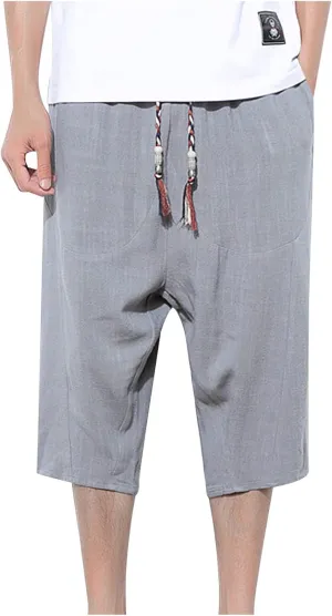 Ymosrh Men's Shorts Casual Solid Color Cotton Linen Lightweight Comfortable Casual Shorts Cropped Pants Shorts, M-5XL