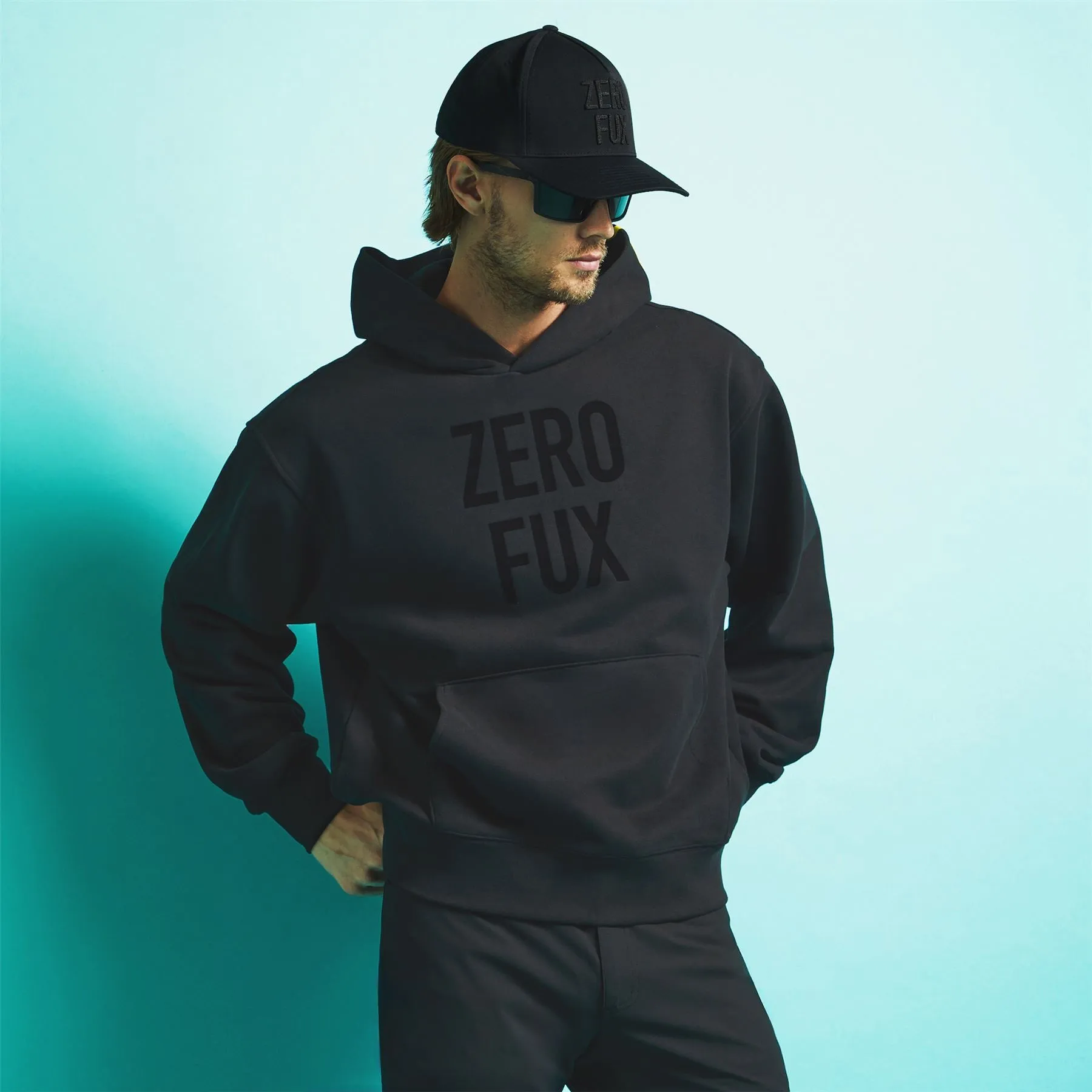 Zero Fux Oversized French Terry Hoodie Onyx - SS24